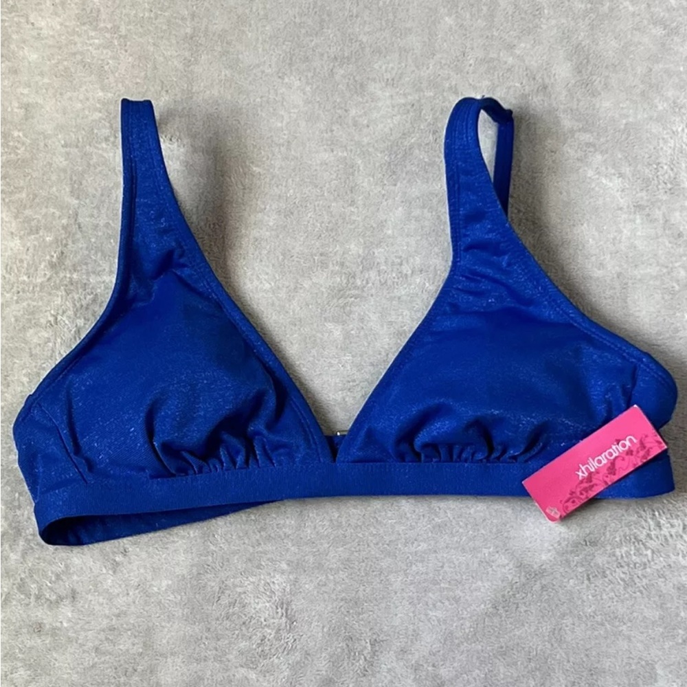 NWT Xhilaration Women's Metallic Bralette Bikini Top XL Royal Blue